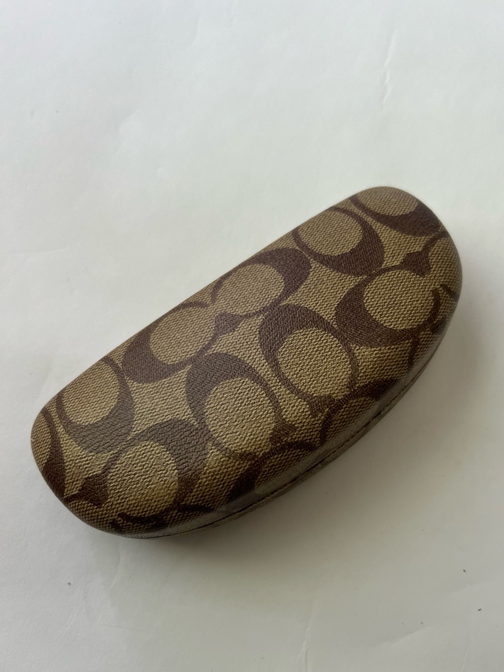 Coach Coated Canvas Sunglasses Case in Brown and Tan Signature Print